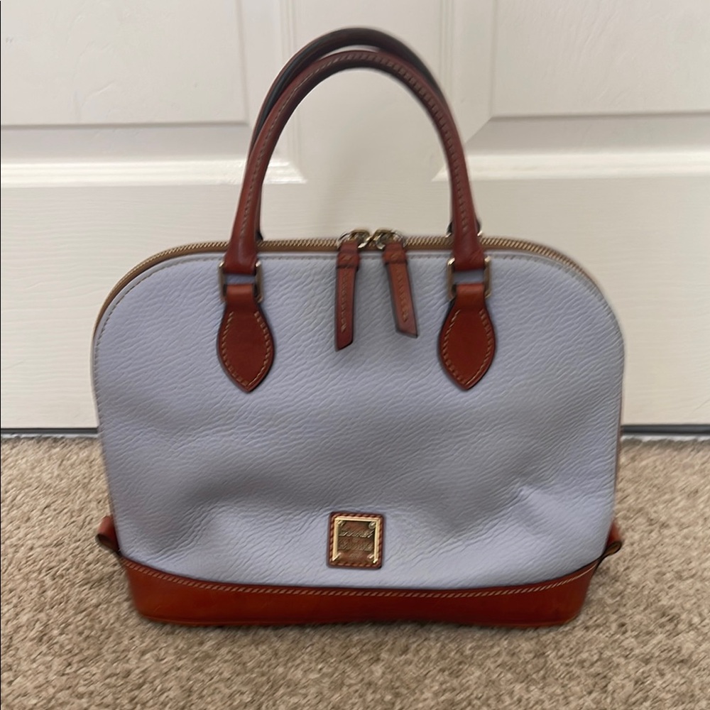 Dooney & Bourke Powder Blue and Brown Satchel